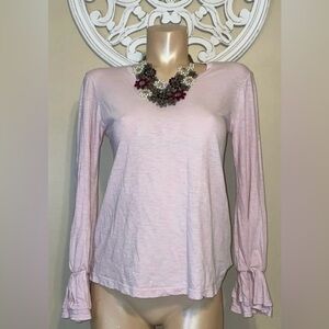Sundry womens shirt 1 small 4 6 top Pima long sleeve poet flutter cuff  pink NWT